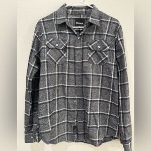 RSQ Charcoal Flannel Plaid Button-Up Shirt
